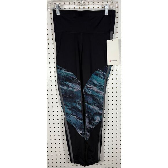 Lululemon Run to Reset Tight 25" Leggings Black Frozen Island Gym Workout Size 6 - Picture 1 of 9